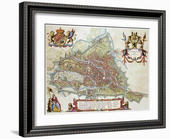 Gandavum, Map of Ghent-Jan Blaeu-Framed Giclee Print