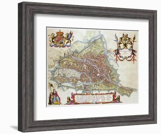 Gandavum, Map of Ghent-Jan Blaeu-Framed Giclee Print