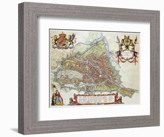 Gandavum, Map of Ghent-Jan Blaeu-Framed Giclee Print