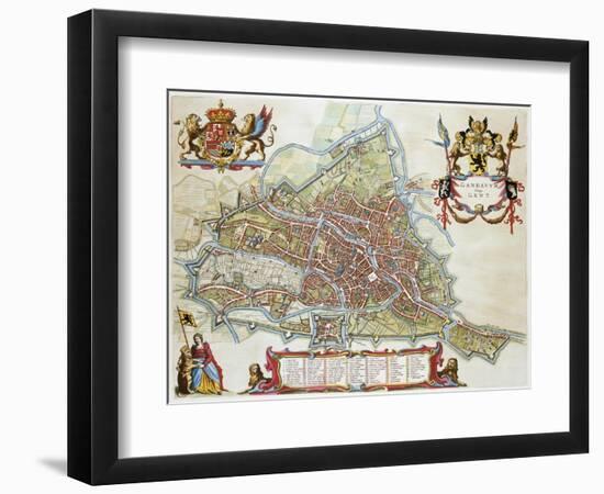 Gandavum, Map of Ghent-Jan Blaeu-Framed Giclee Print
