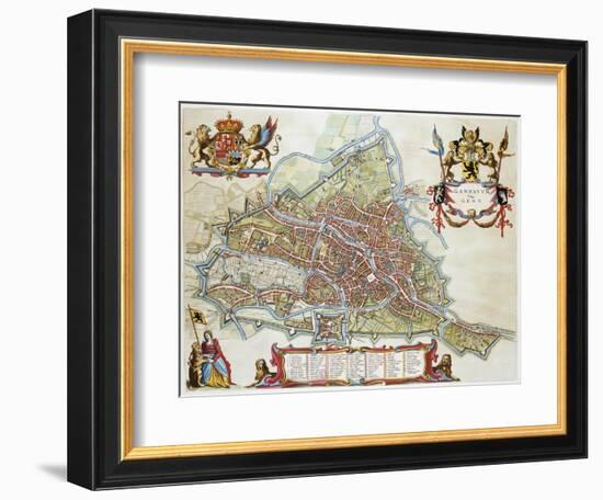 Gandavum, Map of Ghent-Jan Blaeu-Framed Giclee Print