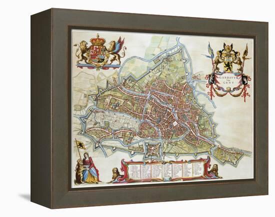 Gandavum, Map of Ghent-Jan Blaeu-Framed Premier Image Canvas