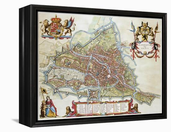 Gandavum, Map of Ghent-Jan Blaeu-Framed Premier Image Canvas