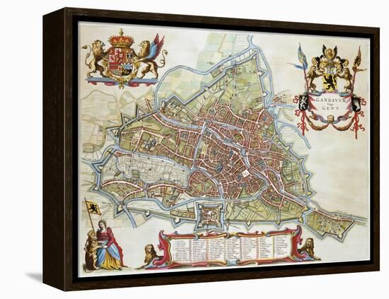 Gandavum, Map of Ghent-Jan Blaeu-Framed Premier Image Canvas