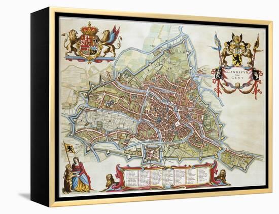 Gandavum, Map of Ghent-Jan Blaeu-Framed Premier Image Canvas