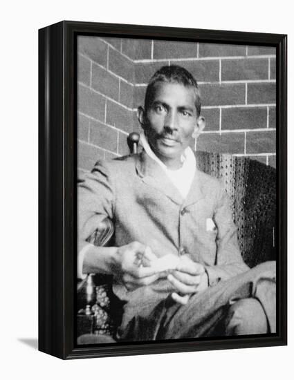 Gandhi Photographed in Johannesburg, Following His Release from Prison, 1908-null-Framed Premier Image Canvas