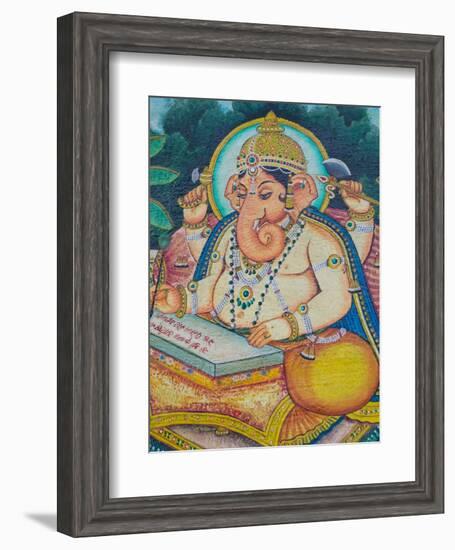 Ganesh Mural in the City Palace, Rajasthan, India-Walter Bibikow-Framed Photographic Print