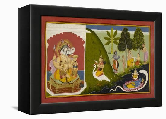 Ganesha Blessing This Endeavour-null-Framed Premier Image Canvas