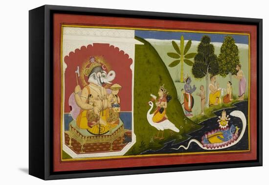 Ganesha Blessing This Endeavour-null-Framed Premier Image Canvas