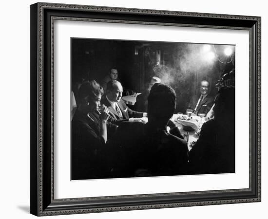 Gangster Mickey Cohen Sitting with His Girl Friend Liz Renay-Allan Grant-Framed Photographic Print