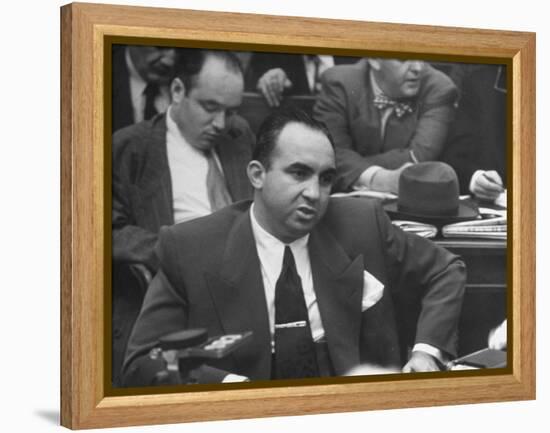 Gangster Mickey Cohen Testifying at Kefauver Hearings During Crime Probe-Peter Stackpole-Framed Premier Image Canvas