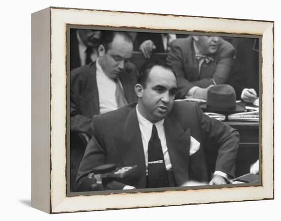 Gangster Mickey Cohen Testifying at Kefauver Hearings During Crime Probe-Peter Stackpole-Framed Premier Image Canvas