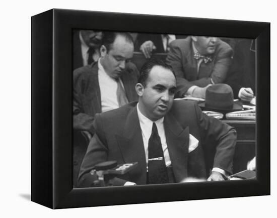 Gangster Mickey Cohen Testifying at Kefauver Hearings During Crime Probe-Peter Stackpole-Framed Premier Image Canvas