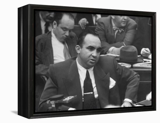 Gangster Mickey Cohen Testifying at Kefauver Hearings During Crime Probe-Peter Stackpole-Framed Premier Image Canvas