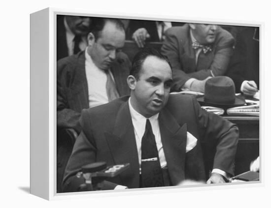 Gangster Mickey Cohen Testifying at Kefauver Hearings During Crime Probe-Peter Stackpole-Framed Premier Image Canvas