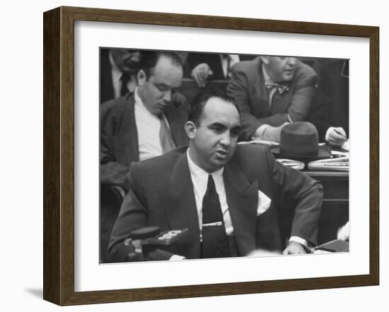 Gangster Mickey Cohen Testifying at Kefauver Hearings During Crime Probe-Peter Stackpole-Framed Photographic Print