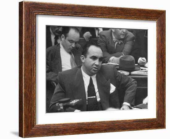 Gangster Mickey Cohen Testifying at Kefauver Hearings During Crime Probe-Peter Stackpole-Framed Photographic Print