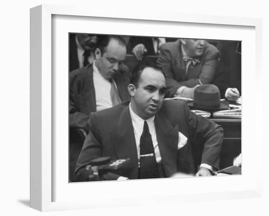 Gangster Mickey Cohen Testifying at Kefauver Hearings During Crime Probe-Peter Stackpole-Framed Photographic Print