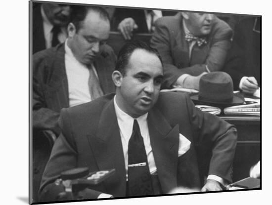 Gangster Mickey Cohen Testifying at Kefauver Hearings During Crime Probe-Peter Stackpole-Mounted Photographic Print