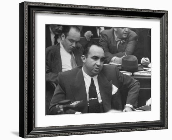 Gangster Mickey Cohen Testifying at Kefauver Hearings During Crime Probe-Peter Stackpole-Framed Photographic Print