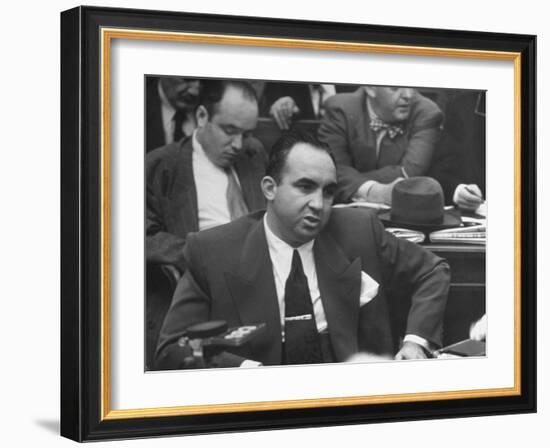 Gangster Mickey Cohen Testifying at Kefauver Hearings During Crime Probe-Peter Stackpole-Framed Photographic Print