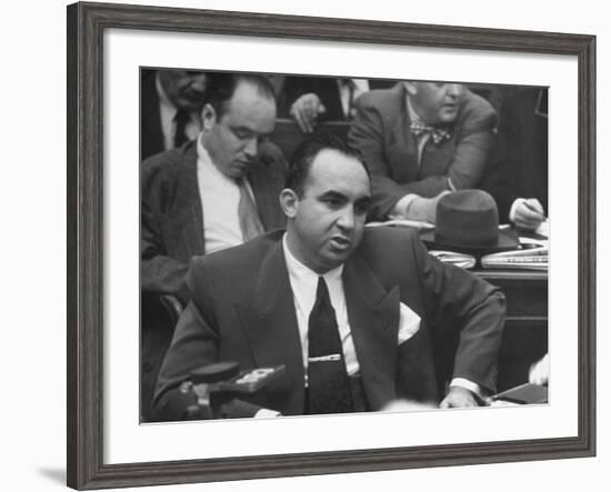 Gangster Mickey Cohen Testifying at Kefauver Hearings During Crime Probe-Peter Stackpole-Framed Photographic Print