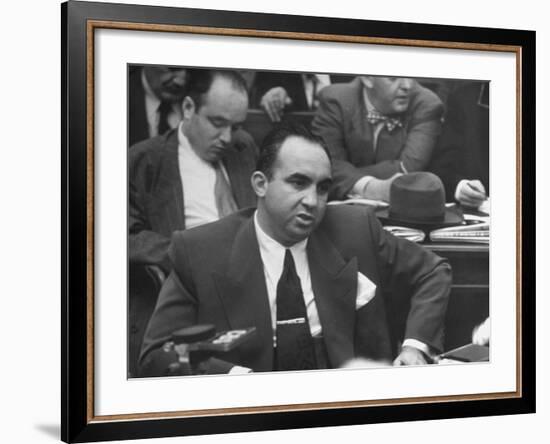 Gangster Mickey Cohen Testifying at Kefauver Hearings During Crime Probe-Peter Stackpole-Framed Photographic Print