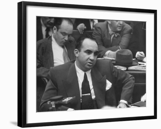 Gangster Mickey Cohen Testifying at Kefauver Hearings During Crime Probe-Peter Stackpole-Framed Photographic Print