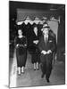 Gangster Mickey Cohen Walking with His Girlfriends Barbara Darnell and Liz Renay-Allan Grant-Mounted Premium Photographic Print