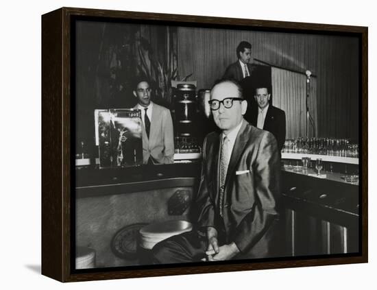 Gangster Santo Trafficante Sitting on a Stool in His Sans Souci Night Club in Havana, Cuba-null-Framed Stretched Canvas