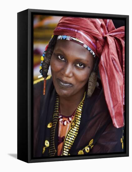 Gao, A Songhay Woman at Gao Market with an Elaborate Coiffure Typical of Her Tribe, Mali-Nigel Pavitt-Framed Premier Image Canvas