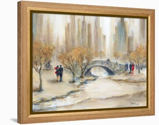 Gapstow Bridge and Lovers-Marilyn Dunlap-Framed Stretched Canvas