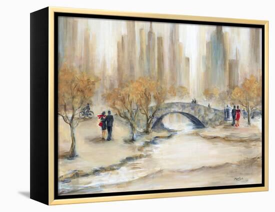 Gapstow Bridge and Lovers-Marilyn Dunlap-Framed Stretched Canvas