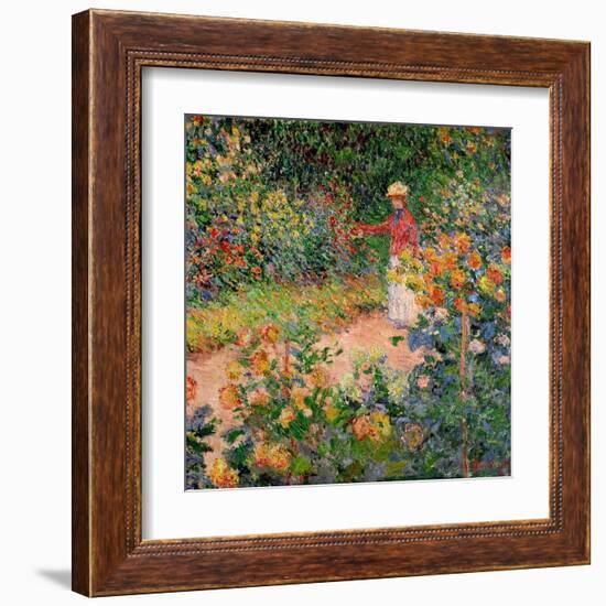 Garden at Giverny, 1895-Claude Monet-Framed Premium Giclee Print