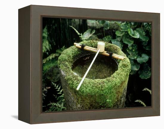 Garden Basin Covered with Moss, Japan-null-Framed Premier Image Canvas