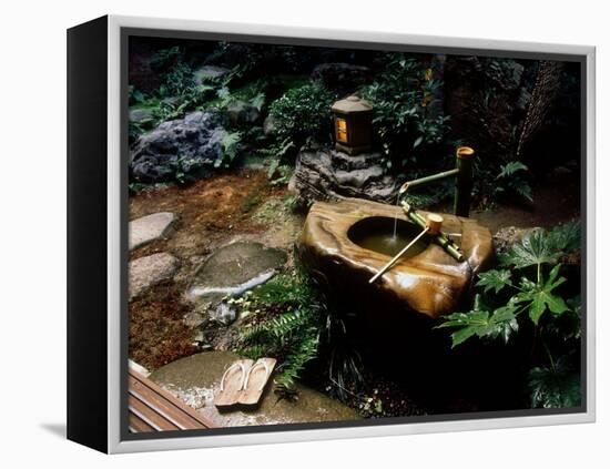 Garden Basin, Old Ryokan (Inn), Kyoto, Japan-null-Framed Premier Image Canvas