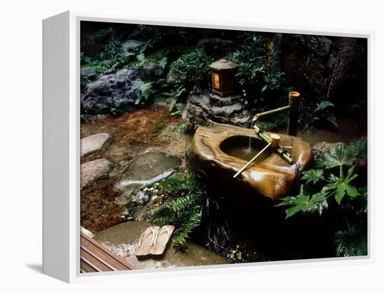 Garden Basin, Old Ryokan (Inn), Kyoto, Japan-null-Framed Premier Image Canvas