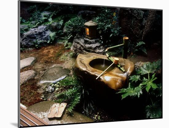 Garden Basin, Old Ryokan (Inn), Kyoto, Japan-null-Mounted Photographic Print