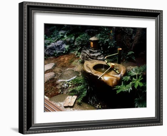 Garden Basin, Old Ryokan (Inn), Kyoto, Japan-null-Framed Photographic Print