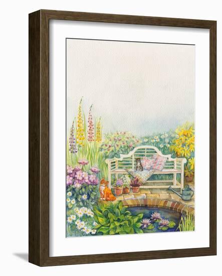 Garden Bench with Flowers-ZPR Int’L-Framed Giclee Print