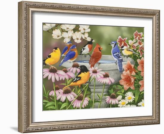 Garden Birdbath-William Vanderdasson-Framed Giclee Print