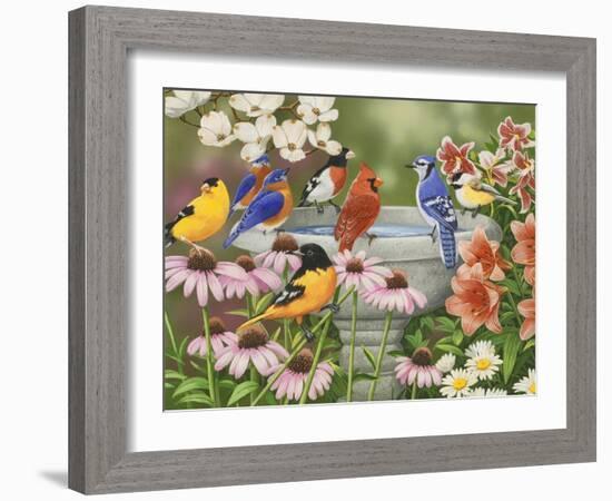 Garden Birdbath-William Vanderdasson-Framed Giclee Print