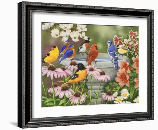 Garden Birdbath-William Vanderdasson-Framed Giclee Print