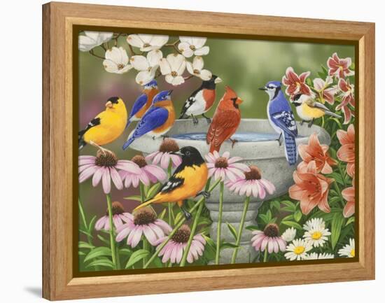 Garden Birdbath-William Vanderdasson-Framed Premier Image Canvas