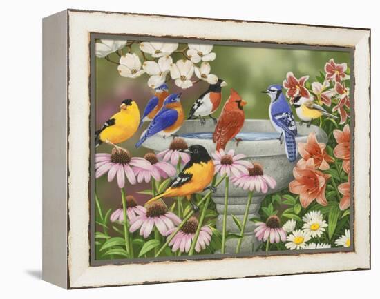 Garden Birdbath-William Vanderdasson-Framed Premier Image Canvas