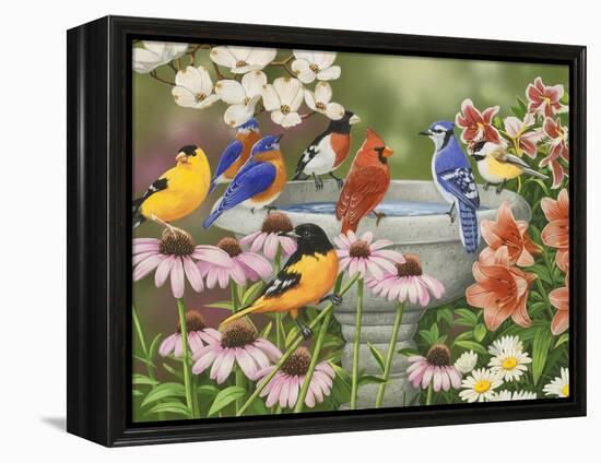 Garden Birdbath-William Vanderdasson-Framed Premier Image Canvas