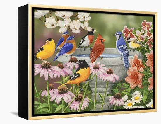 Garden Birdbath-William Vanderdasson-Framed Premier Image Canvas