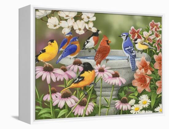 Garden Birdbath-William Vanderdasson-Framed Premier Image Canvas