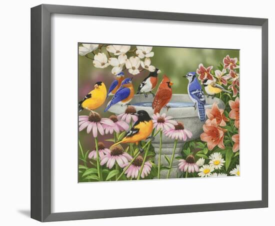 Garden Birdbath-William Vanderdasson-Framed Premium Giclee Print