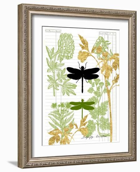 Garden Botanicals & Dragonflies-Devon Ross-Framed Art Print